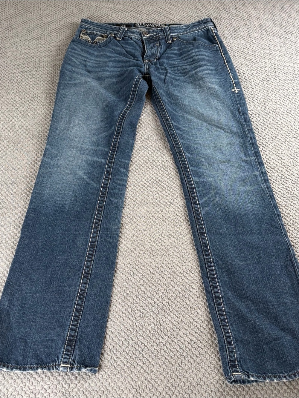Affliction Ace Men's Bootcut Jeans in Medium Blue Wash 32x32